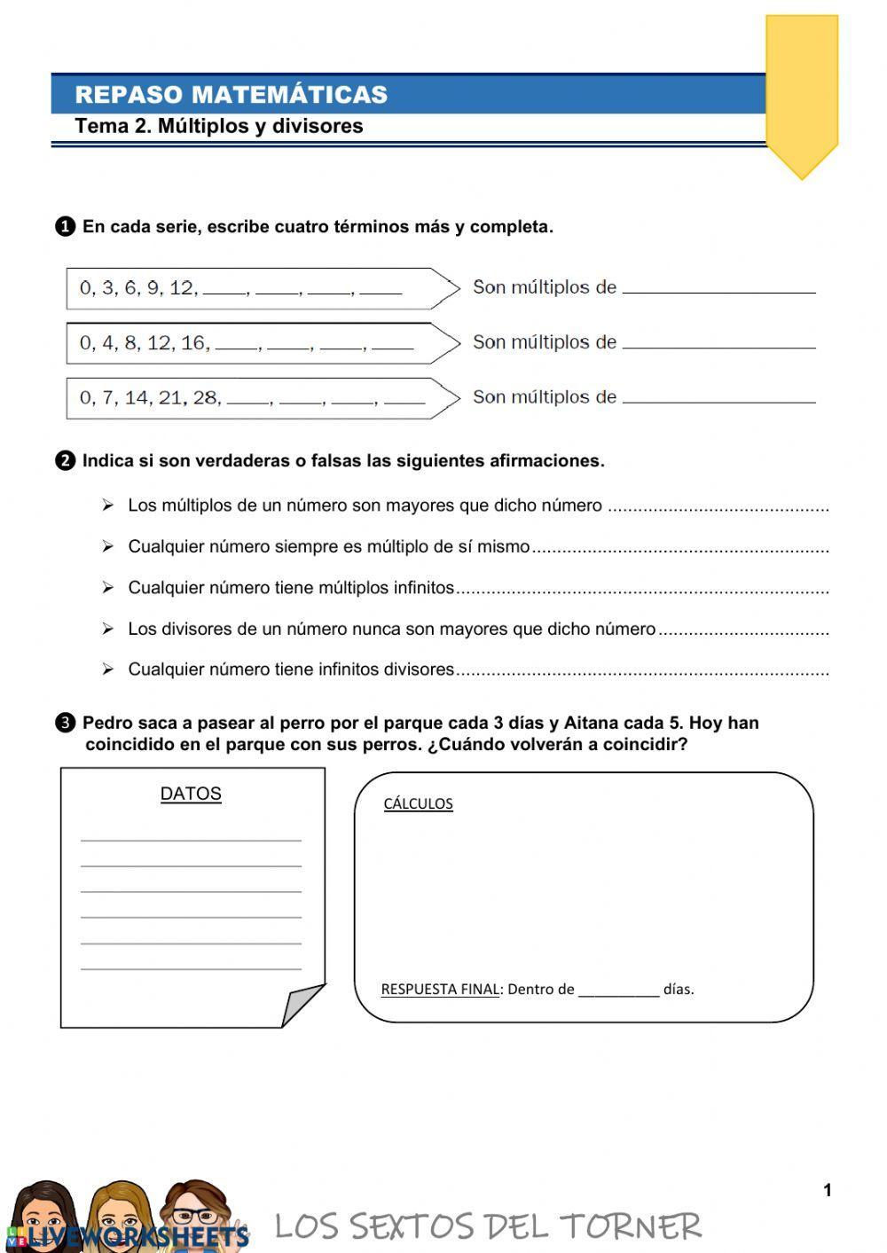 Repaso mútilplos y divisores