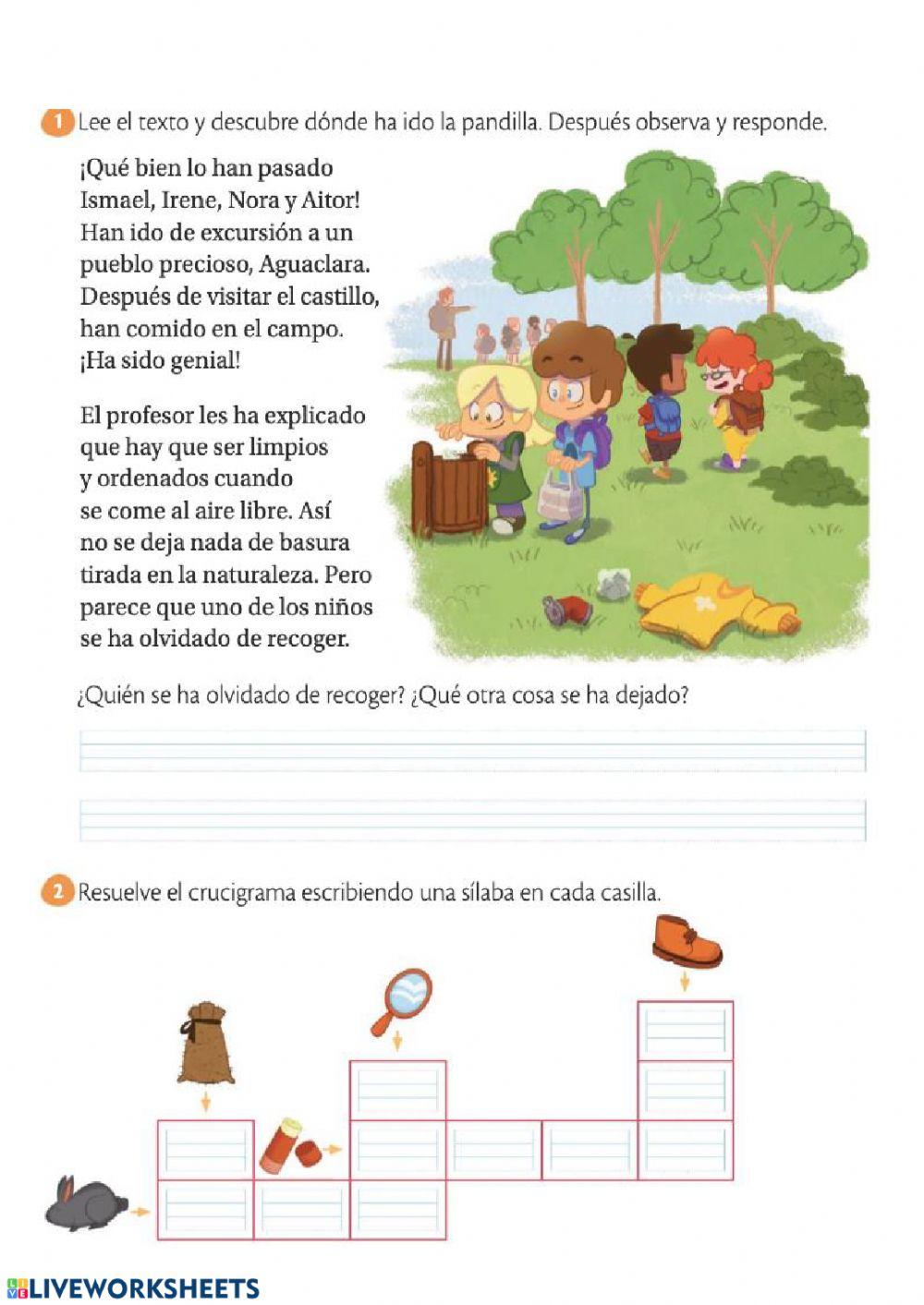 Comprensión lectora y dictado worksheet | Live Worksheets