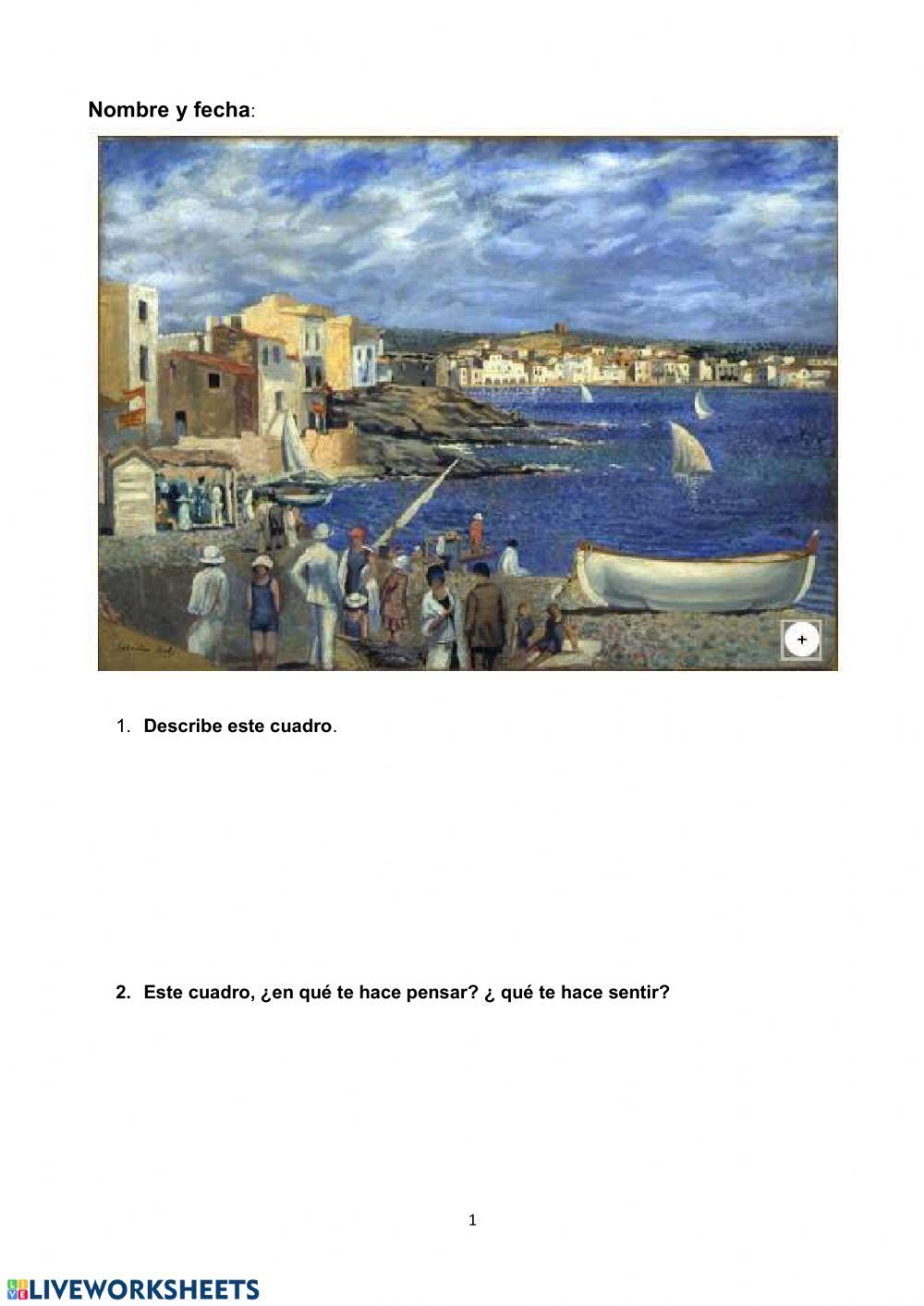 Redacción en lengua castellana. Cuadro playa