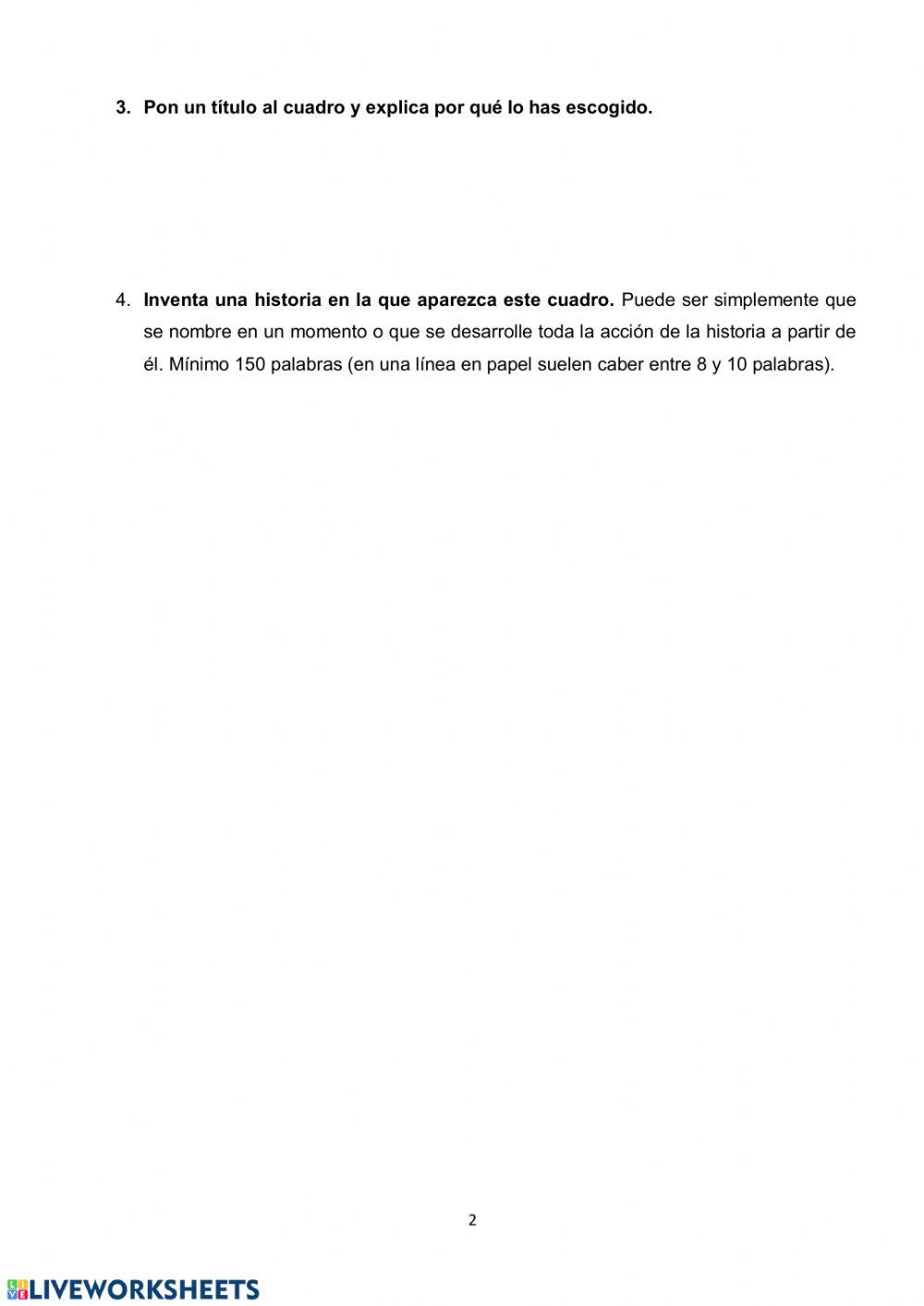 Redacción en lengua castellana. Cuadro playa