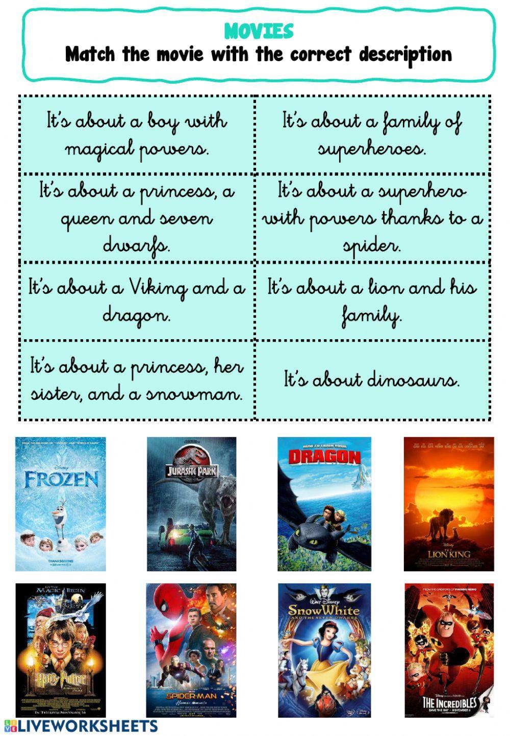 Movies Page 1 worksheet Live Worksheets