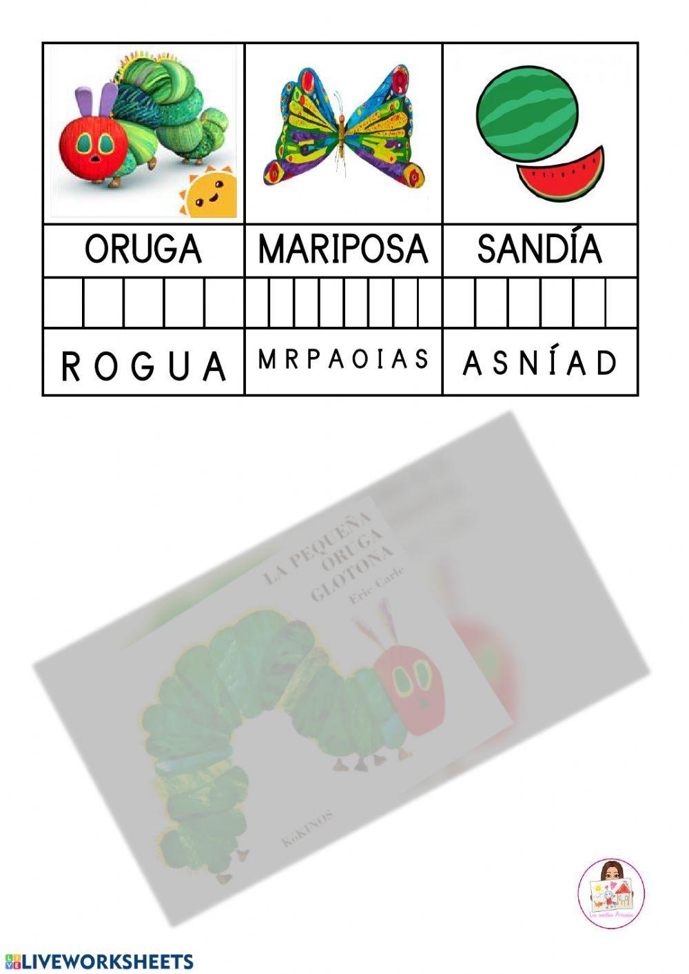 Coloca cada letra en el lugar correcto