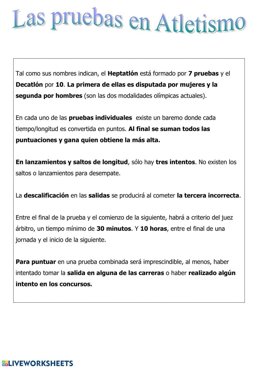 Atletismo - Pruebas combinadas