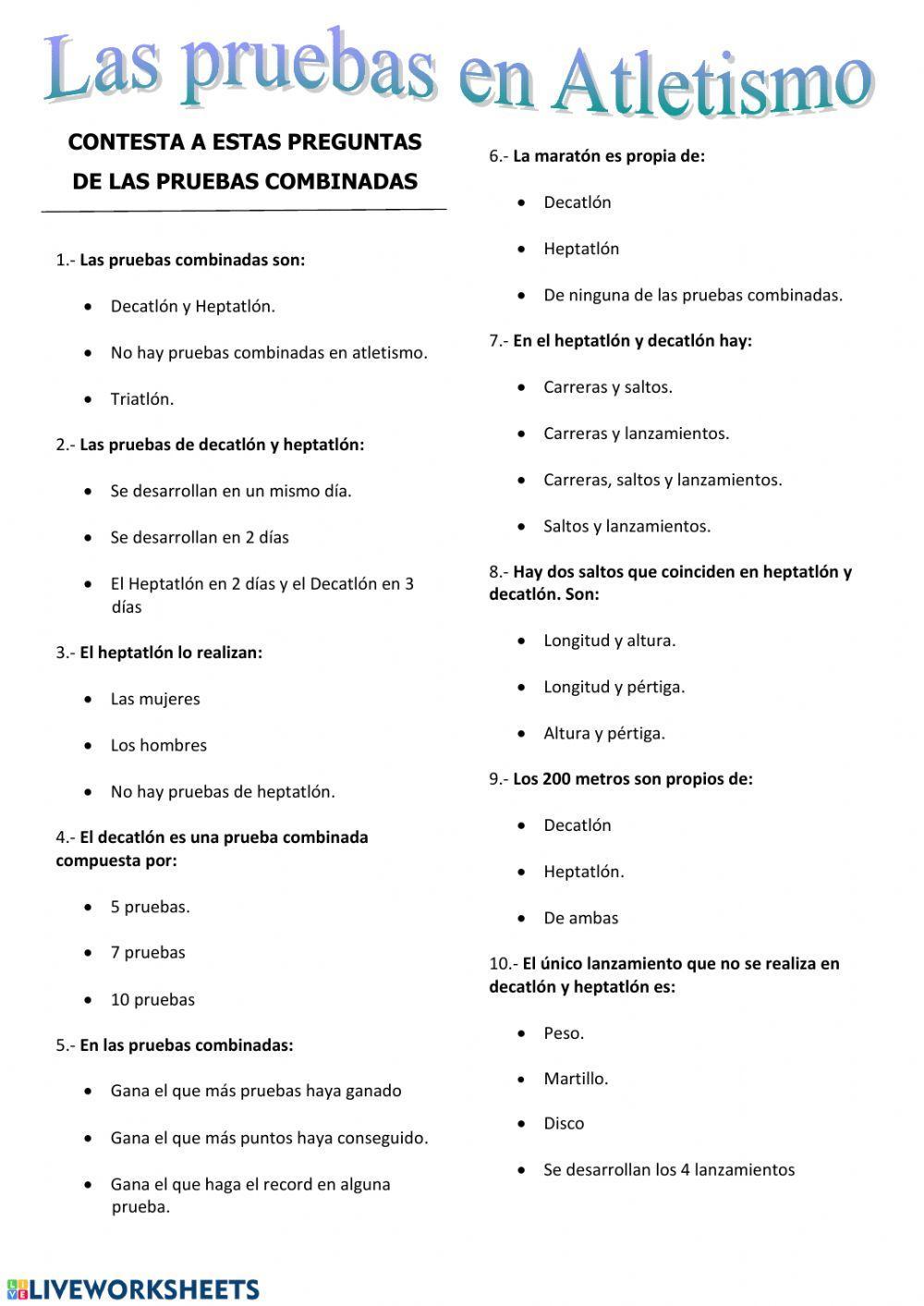 Atletismo - Pruebas combinadas