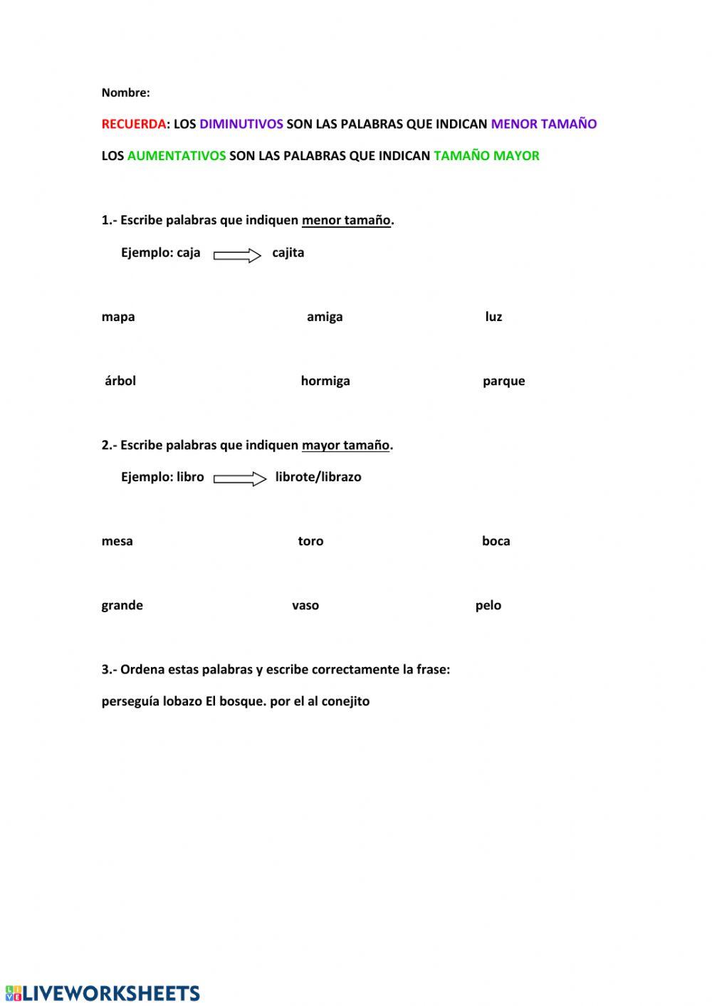 Diminutivos y aumentativos