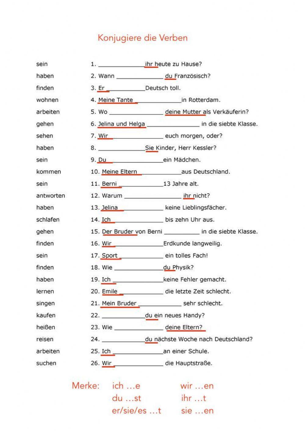 Konjugation der Verben 1