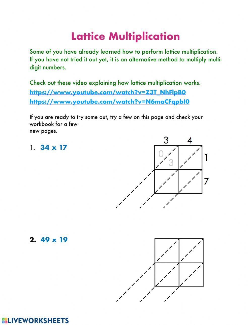 Lattice Multiplication