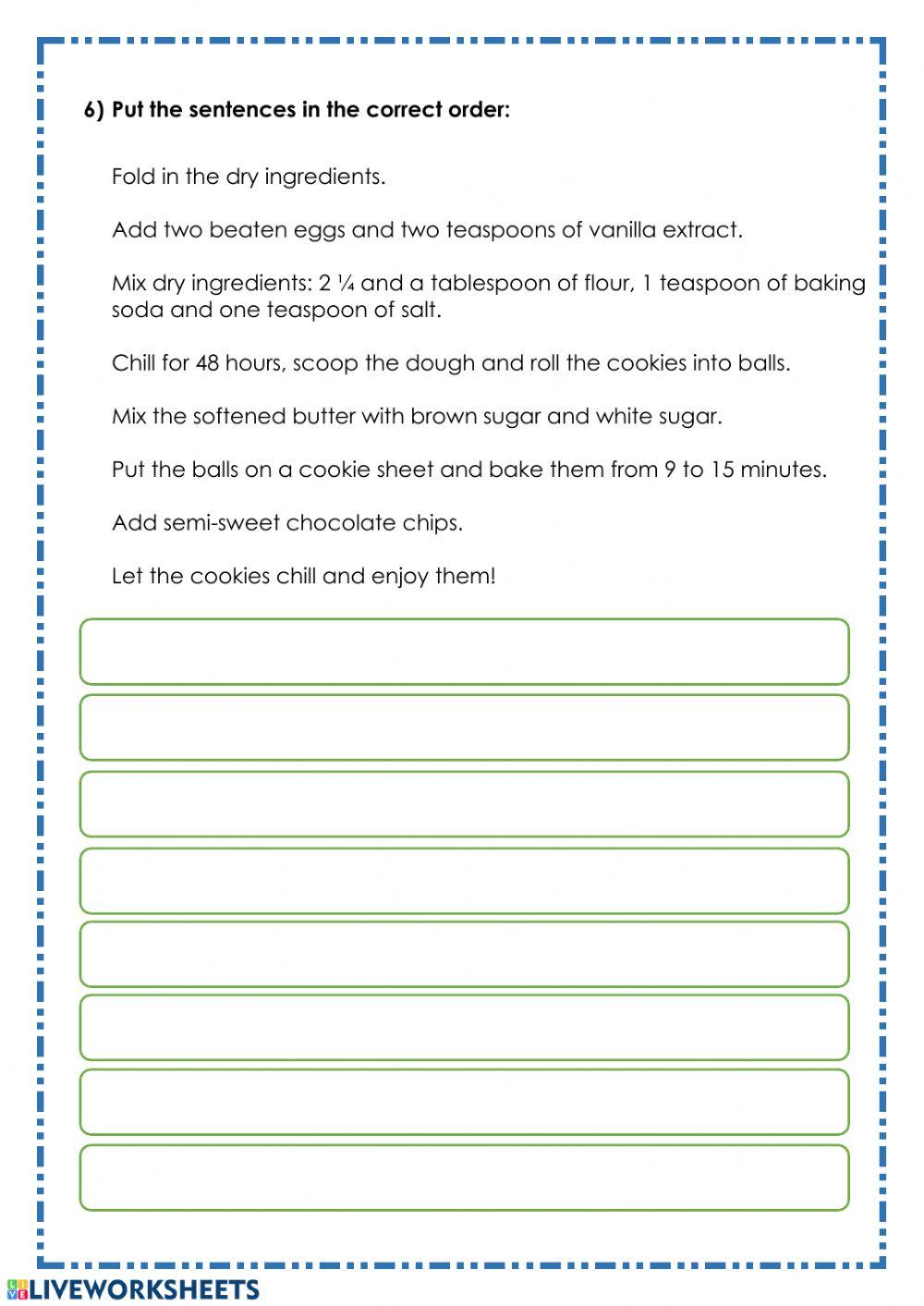 Listening: Chocolate chip Cookies! Junior V 