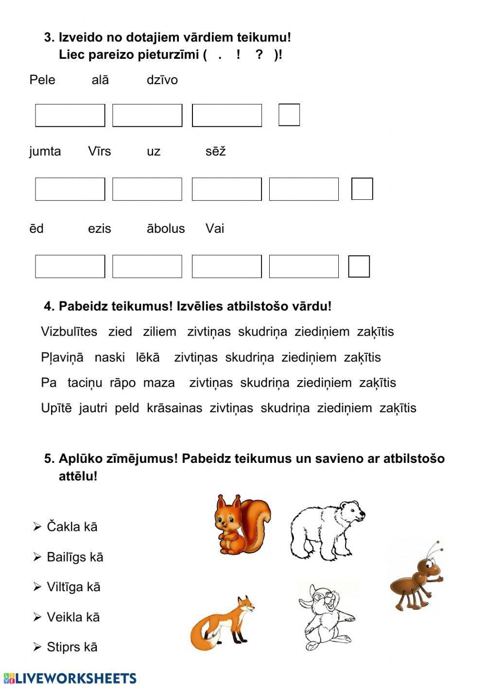 1 klase teksts, vārds, teikums