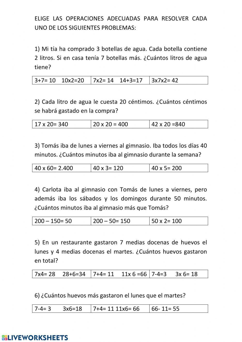 Problemas dos operaciones