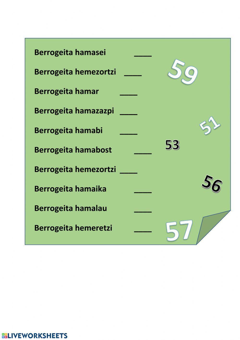Zenbakiak. Berrogeita