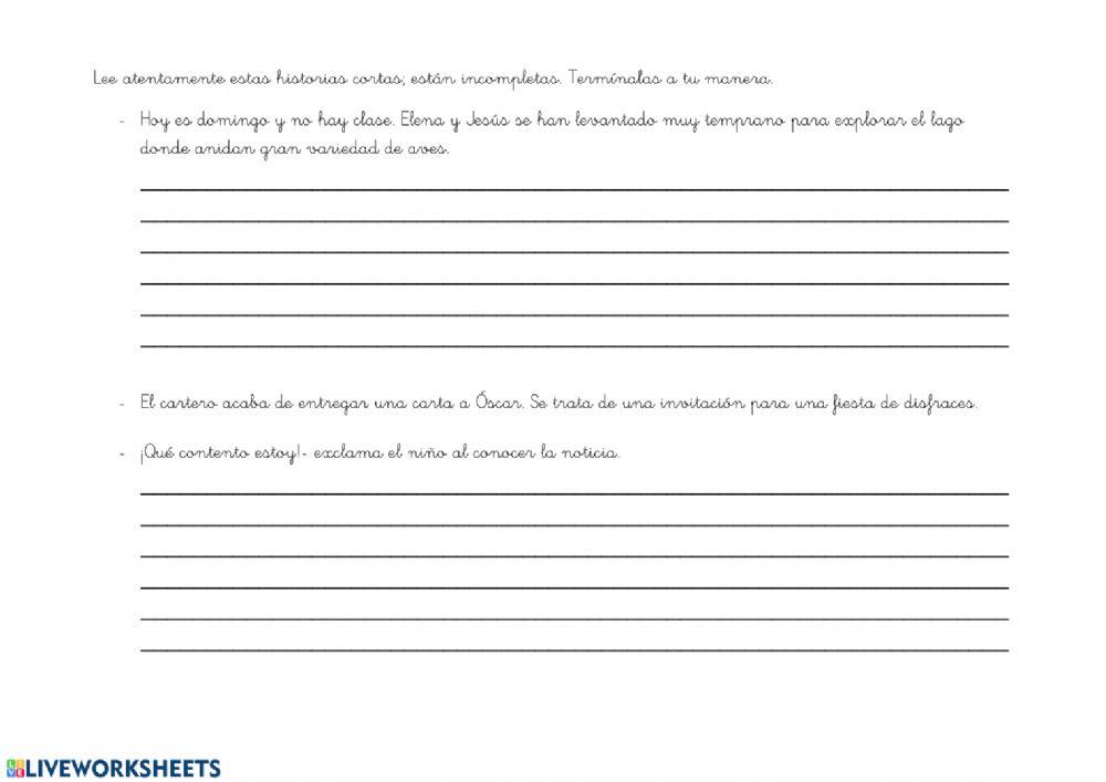 Completa las historias inacabadas