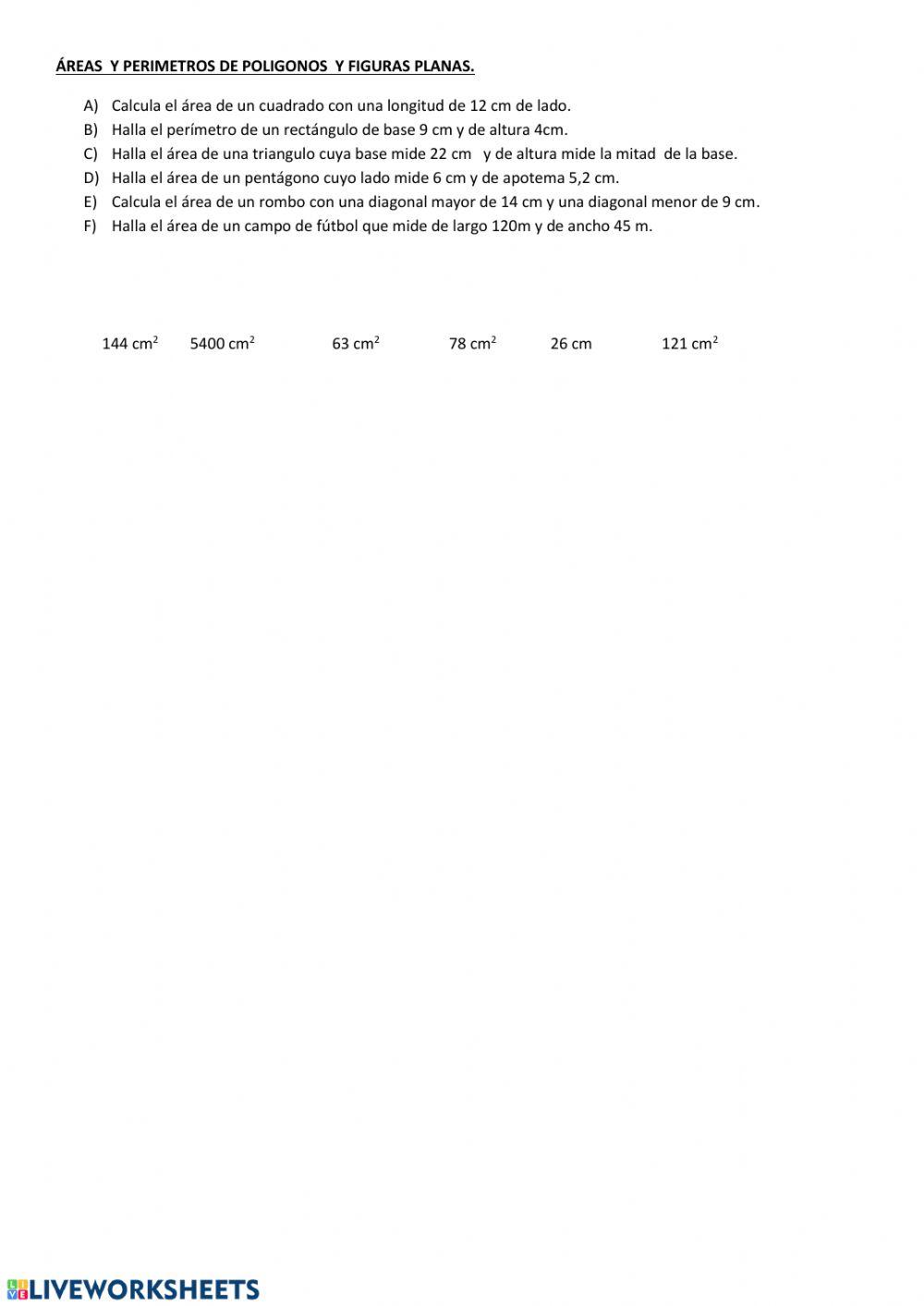 Áreas y perímetros