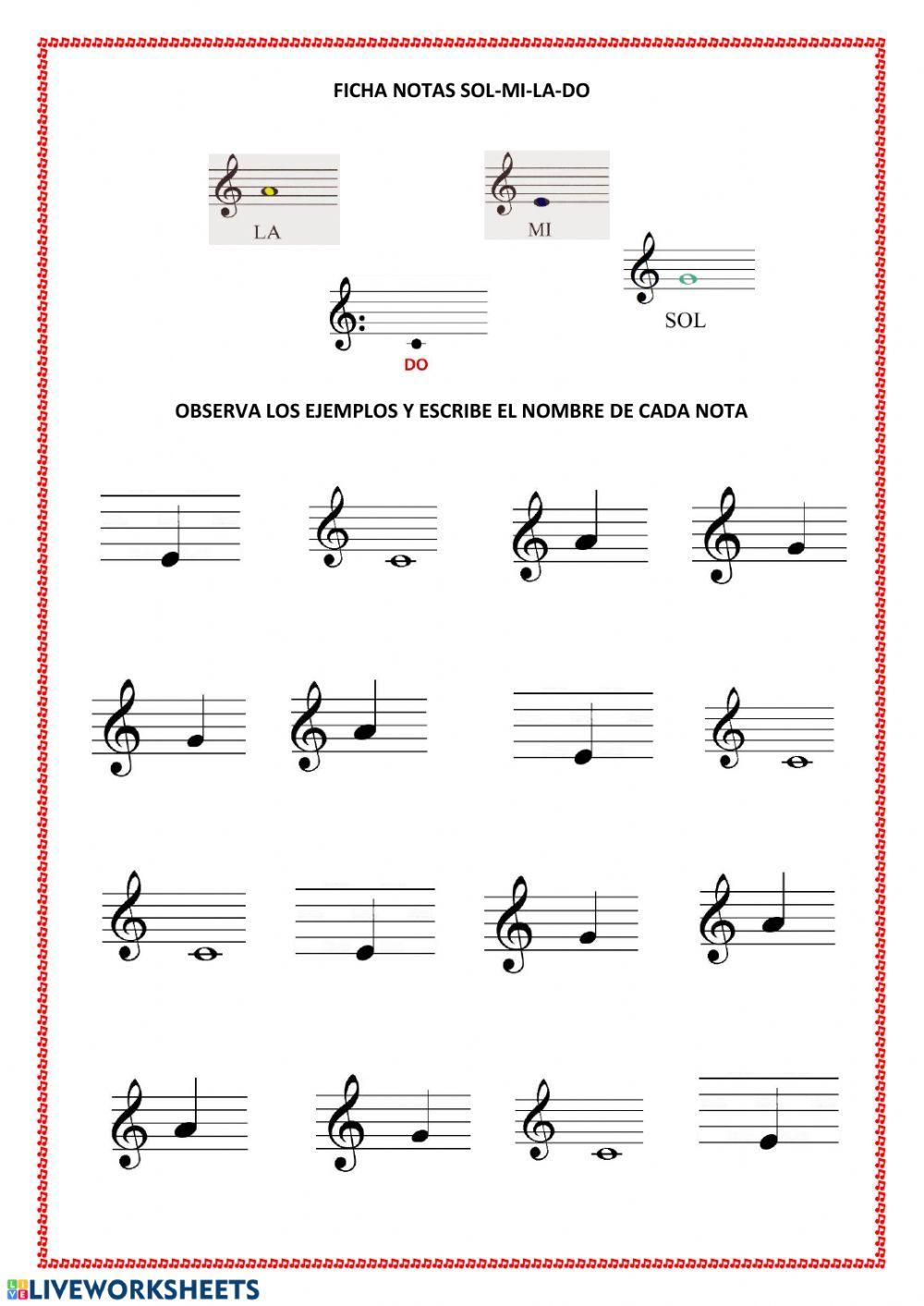 Notas sol,mi, la y do