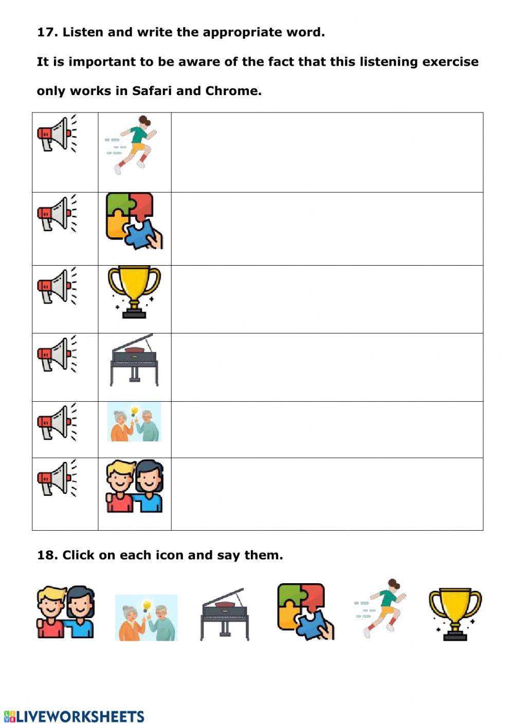 Vocabulary actions