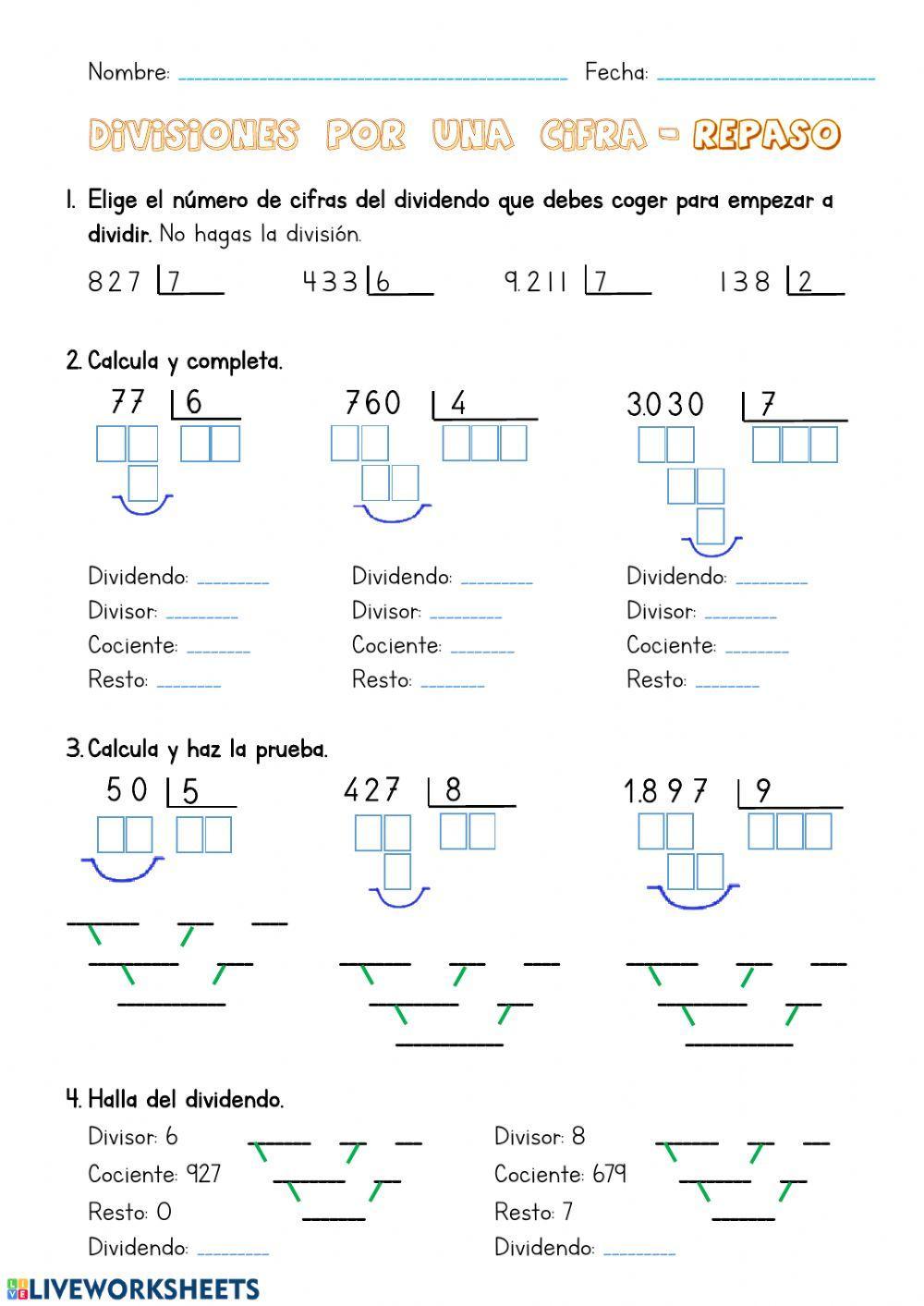 Divisiones por una cifra.