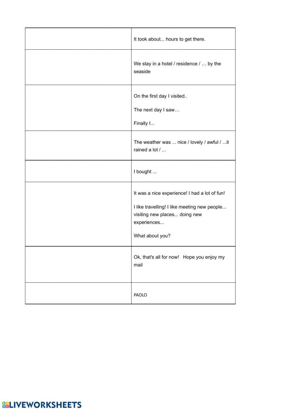 Talking about a school trip