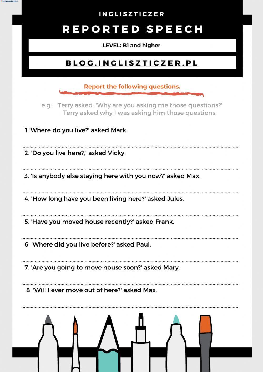Reported Speech - Questions Reported Speech - Questions