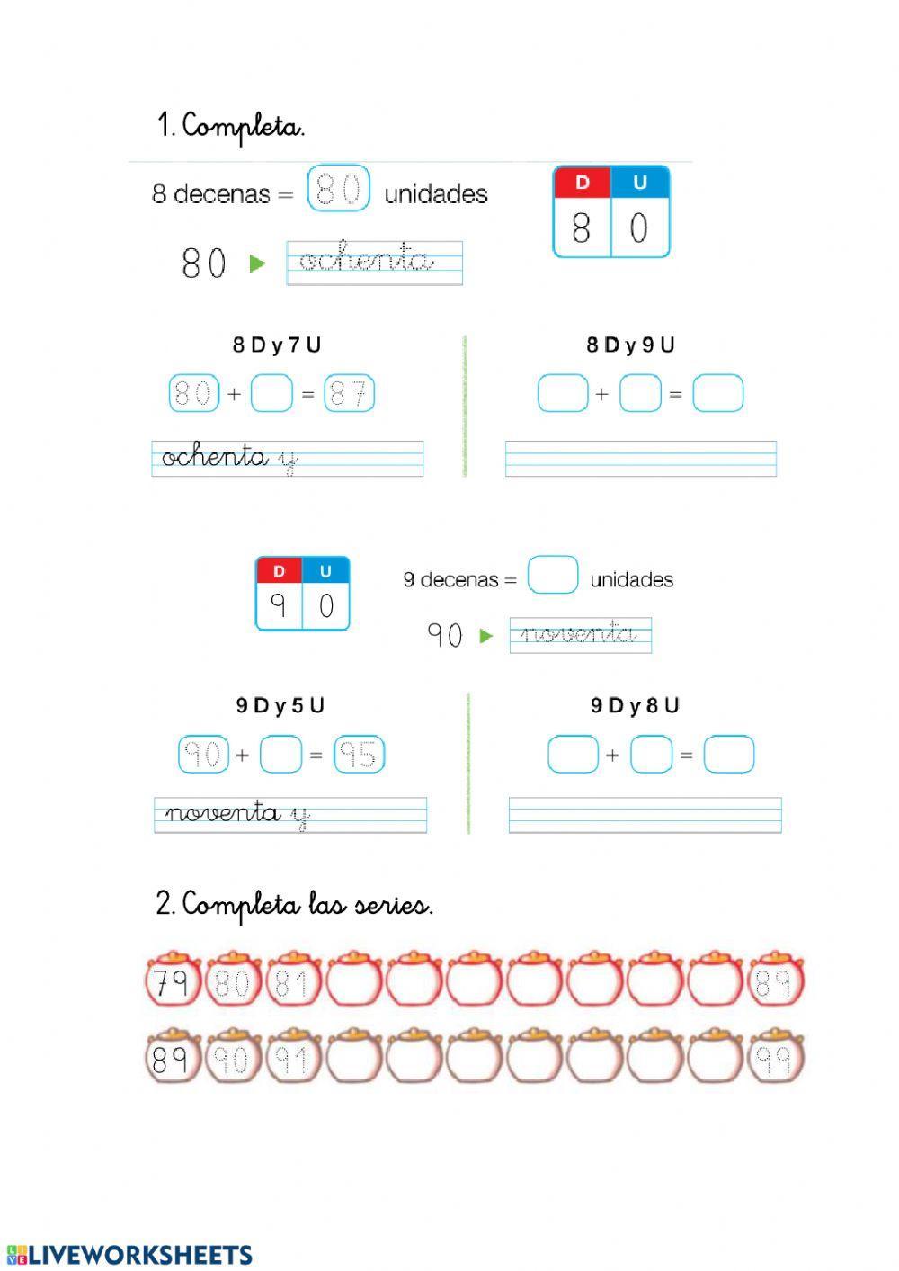 Números entre 80 y 99