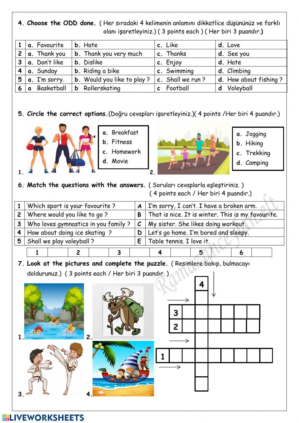 5th Grade - Unit 8 - Worksheet