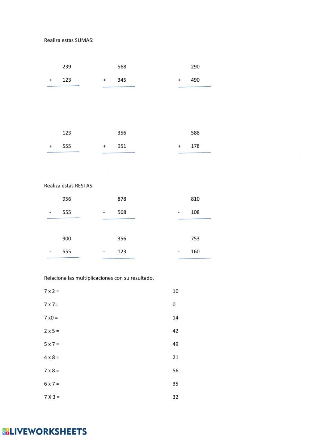 Cálculo 2º Primaria