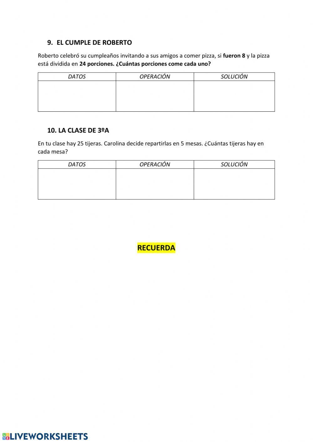 Problemas de repartos