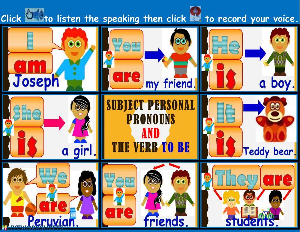 Subject Personal Pronouns and the verb To Be.