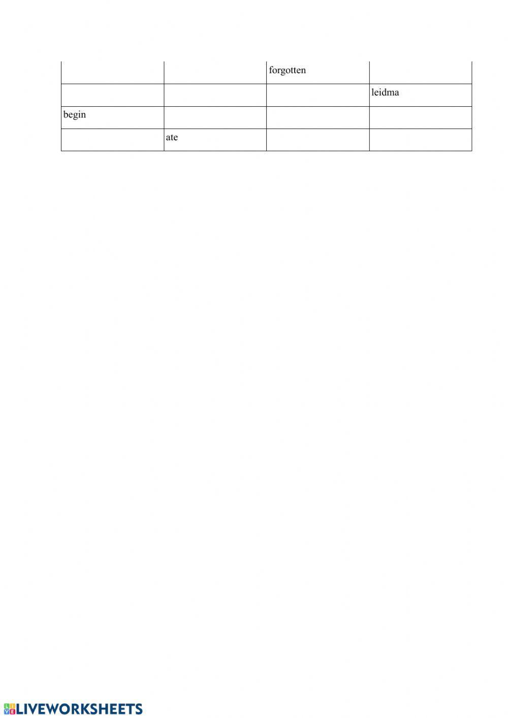 Present perfect, irregular verbs