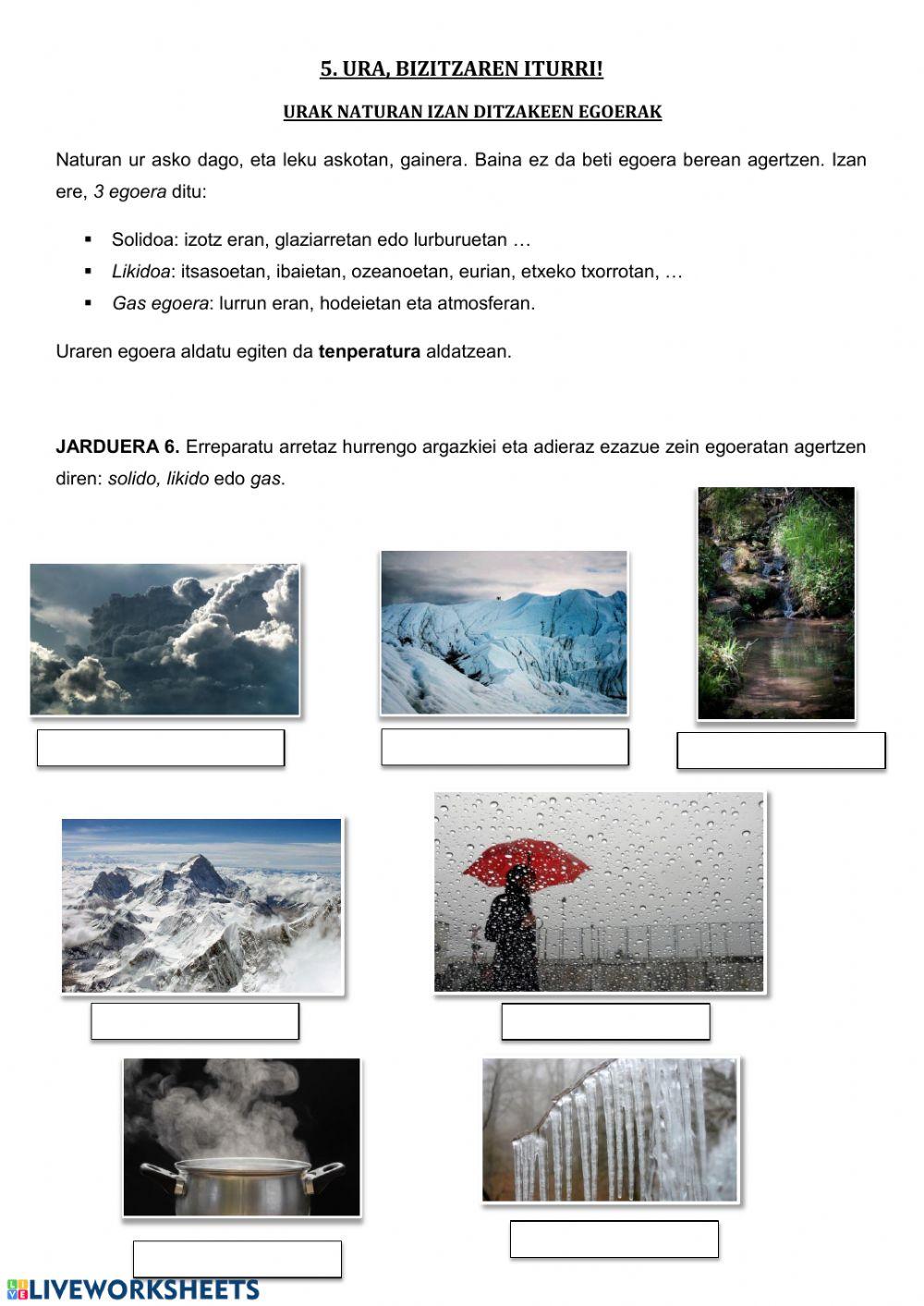 Uraren egoerak eta aldaketak