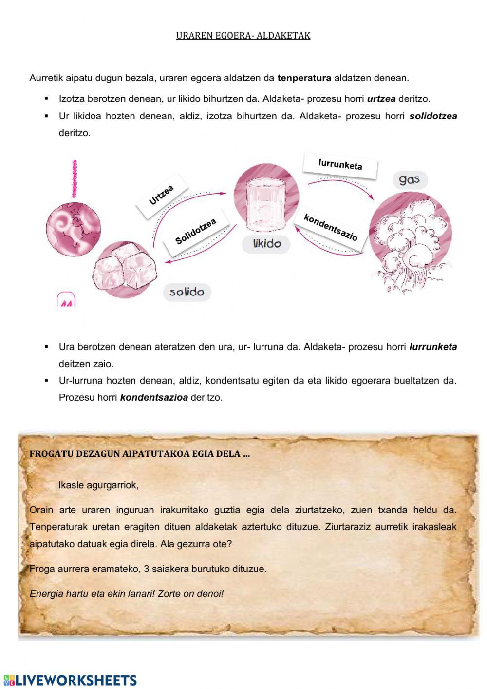 Uraren egoerak eta aldaketak