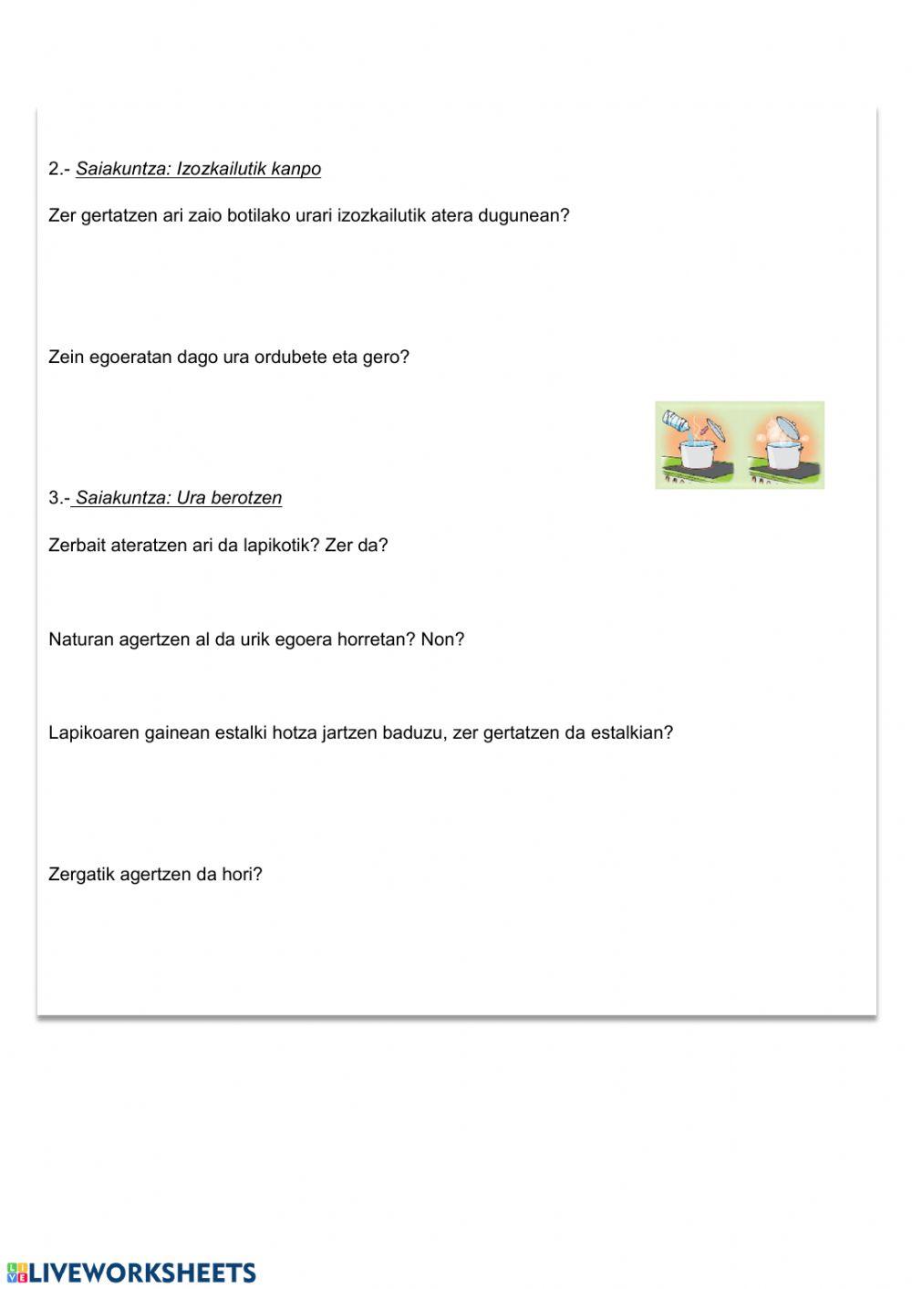 Uraren egoerak eta aldaketak