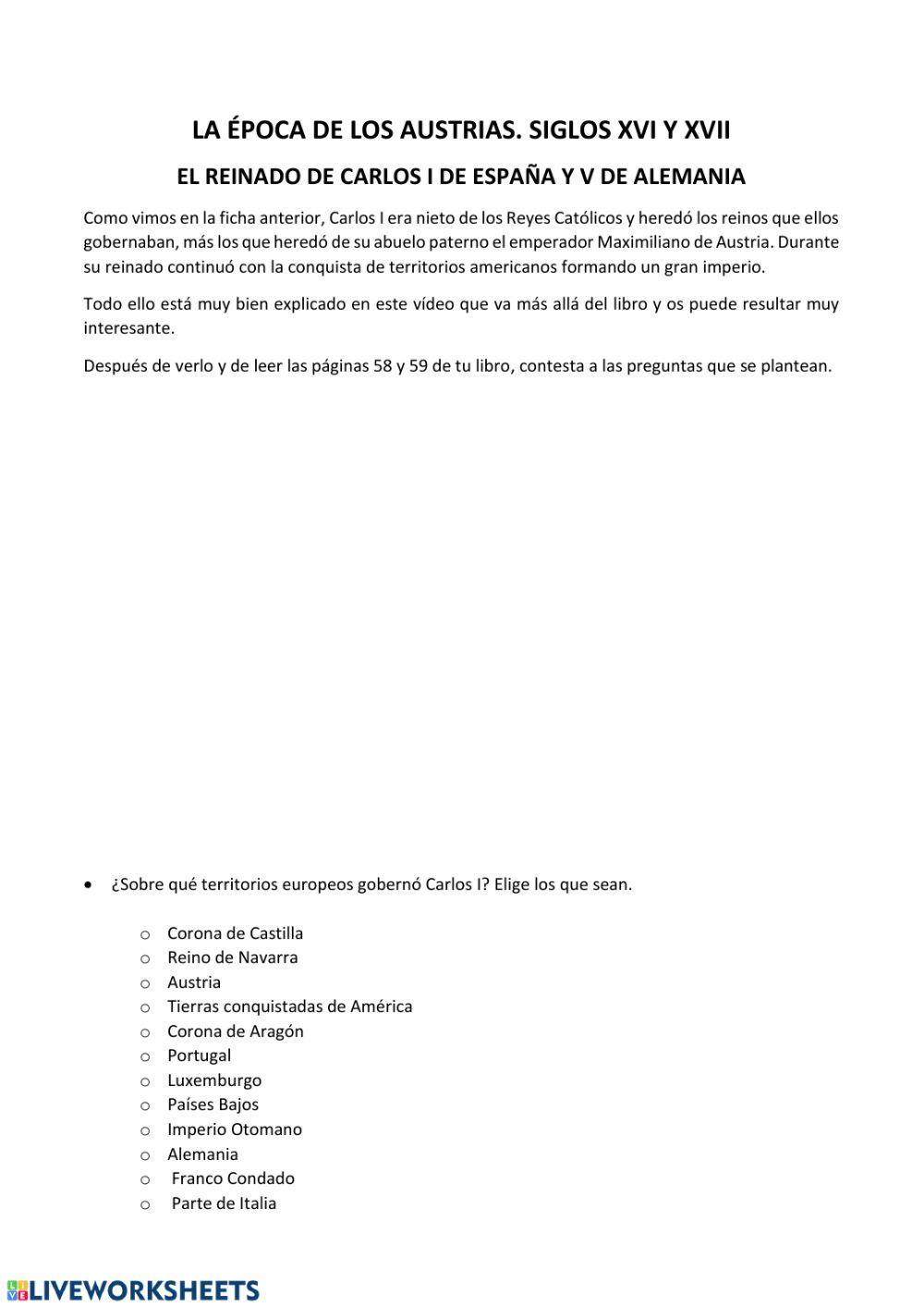 El reinado de Carlos I