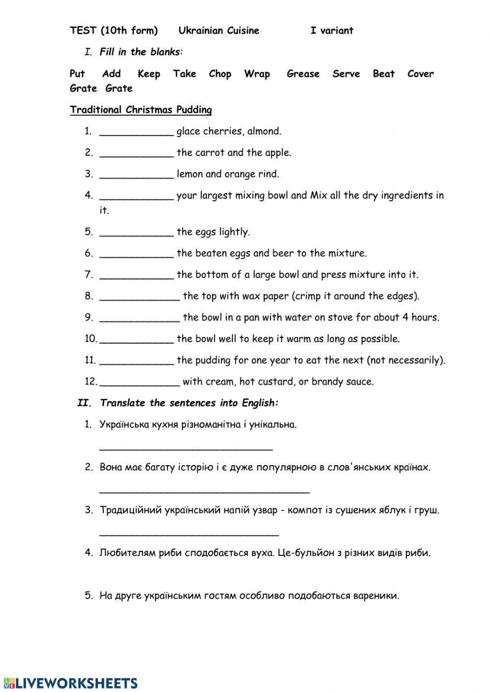 National Ukrainian cuisine