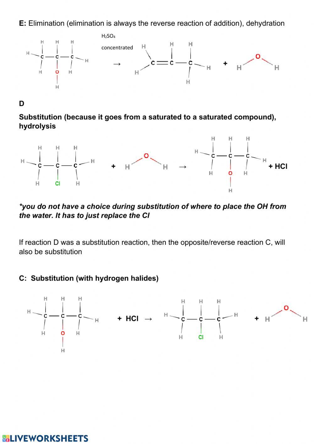 Organic reactions worksheet 6