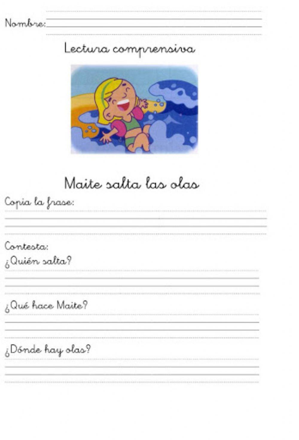 Lectura comprensiva de frase 10