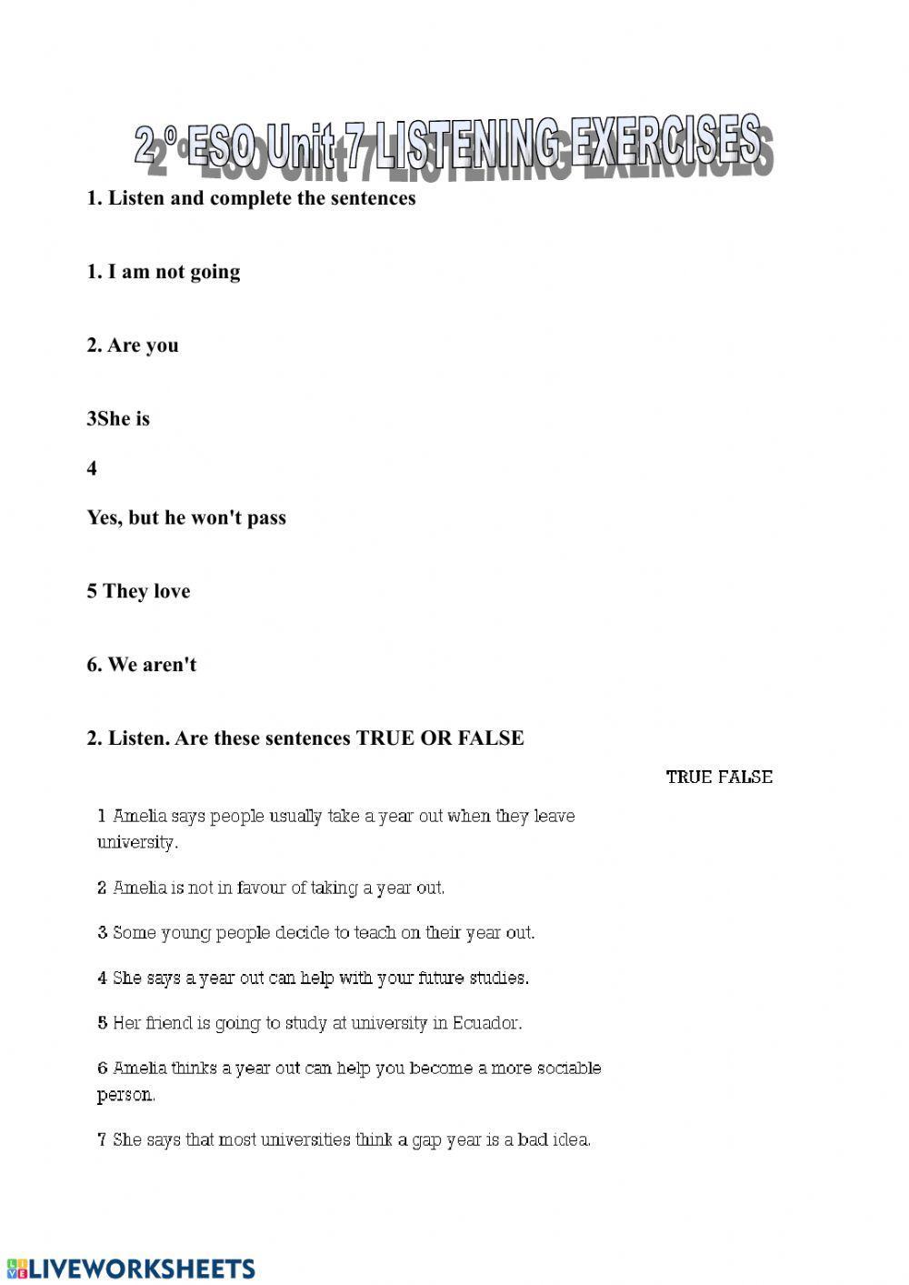 2º ESO listening unit 2