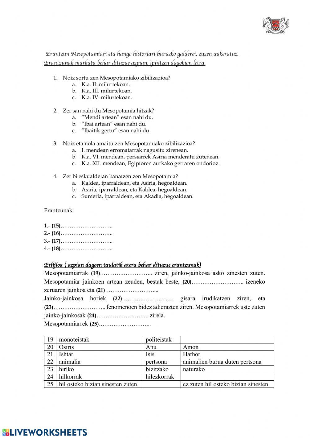 (DBH 1) Lehenengo zibilizazioak (1)