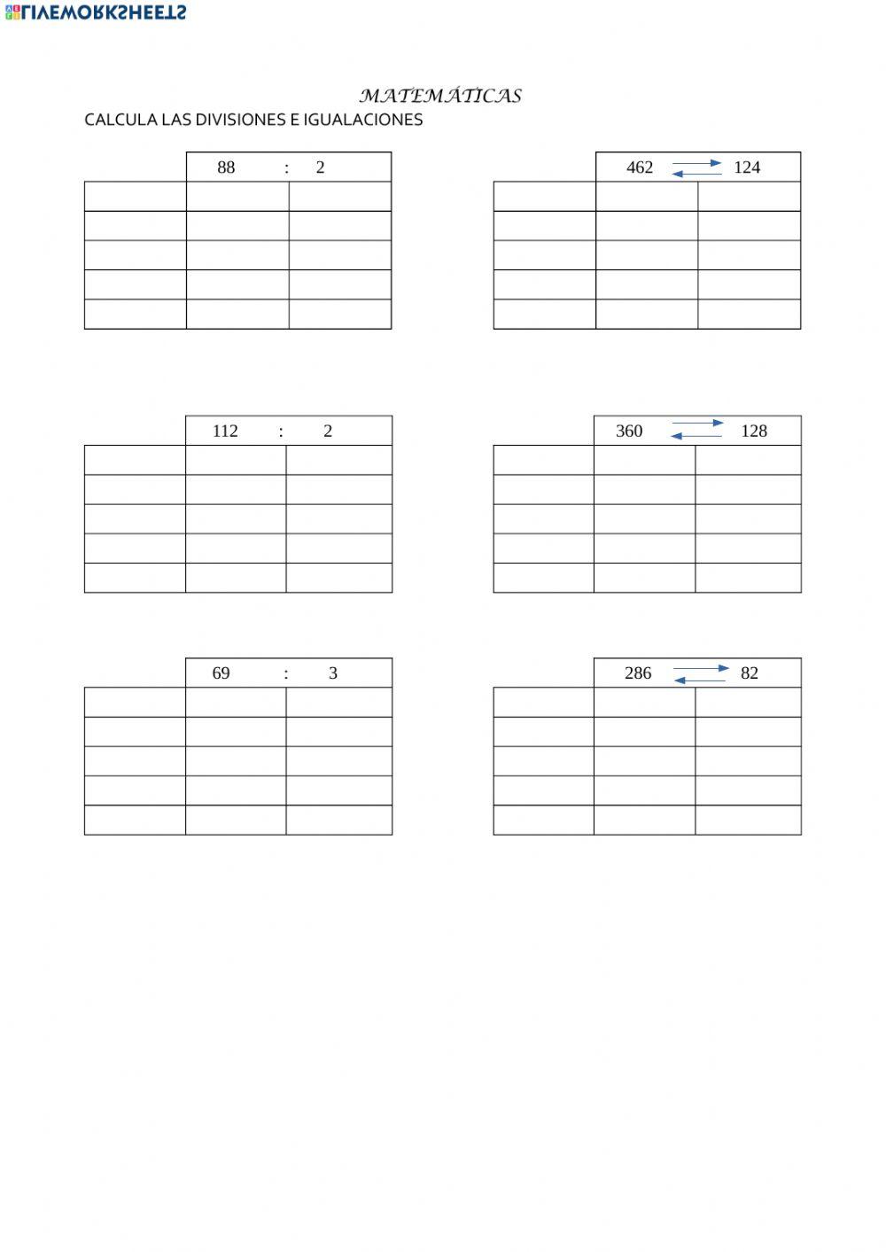 Calculo abn divisiones e igualaciones