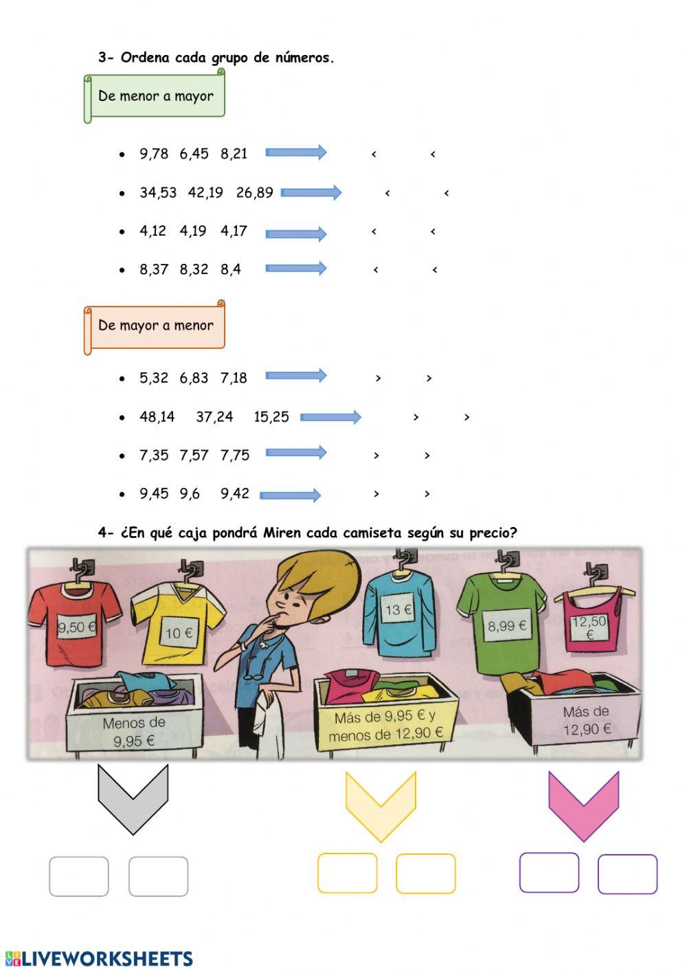 Comparación de números decimales Comparación de números decimales