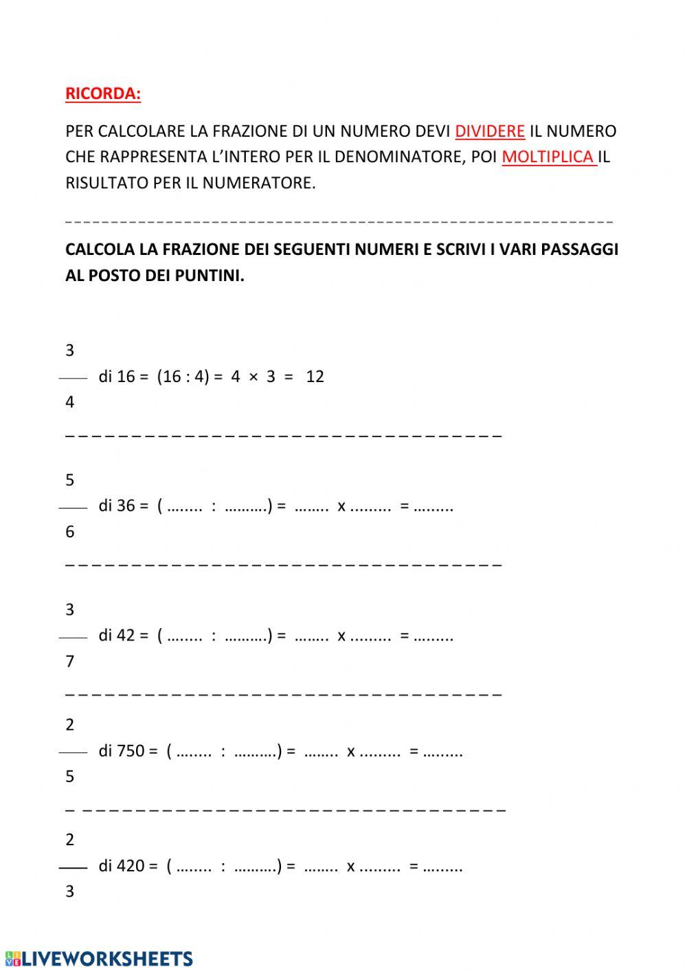 Frazione di un numero