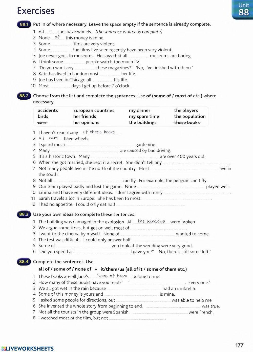 All of - some of - none of