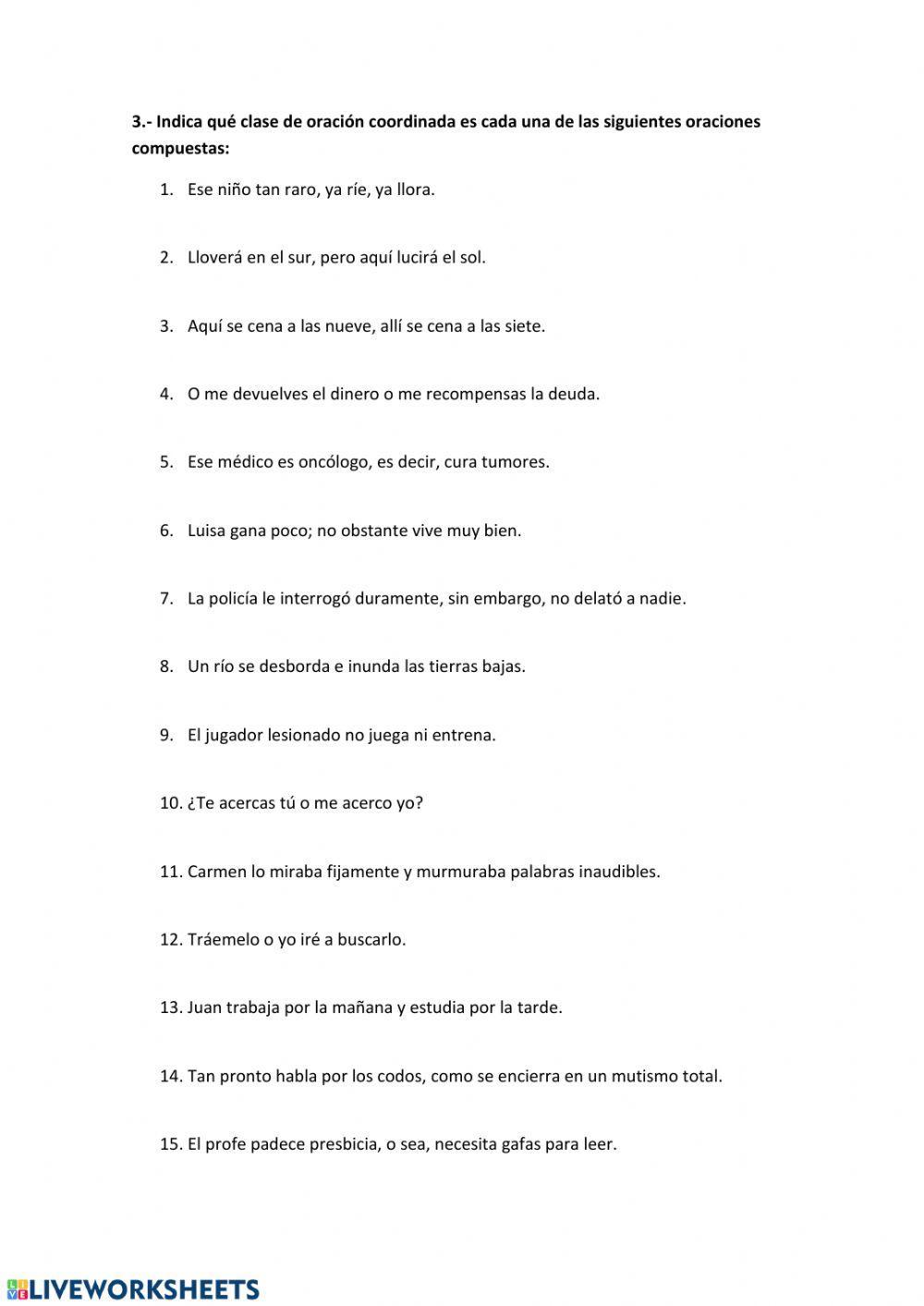 Oraciones coordinadas