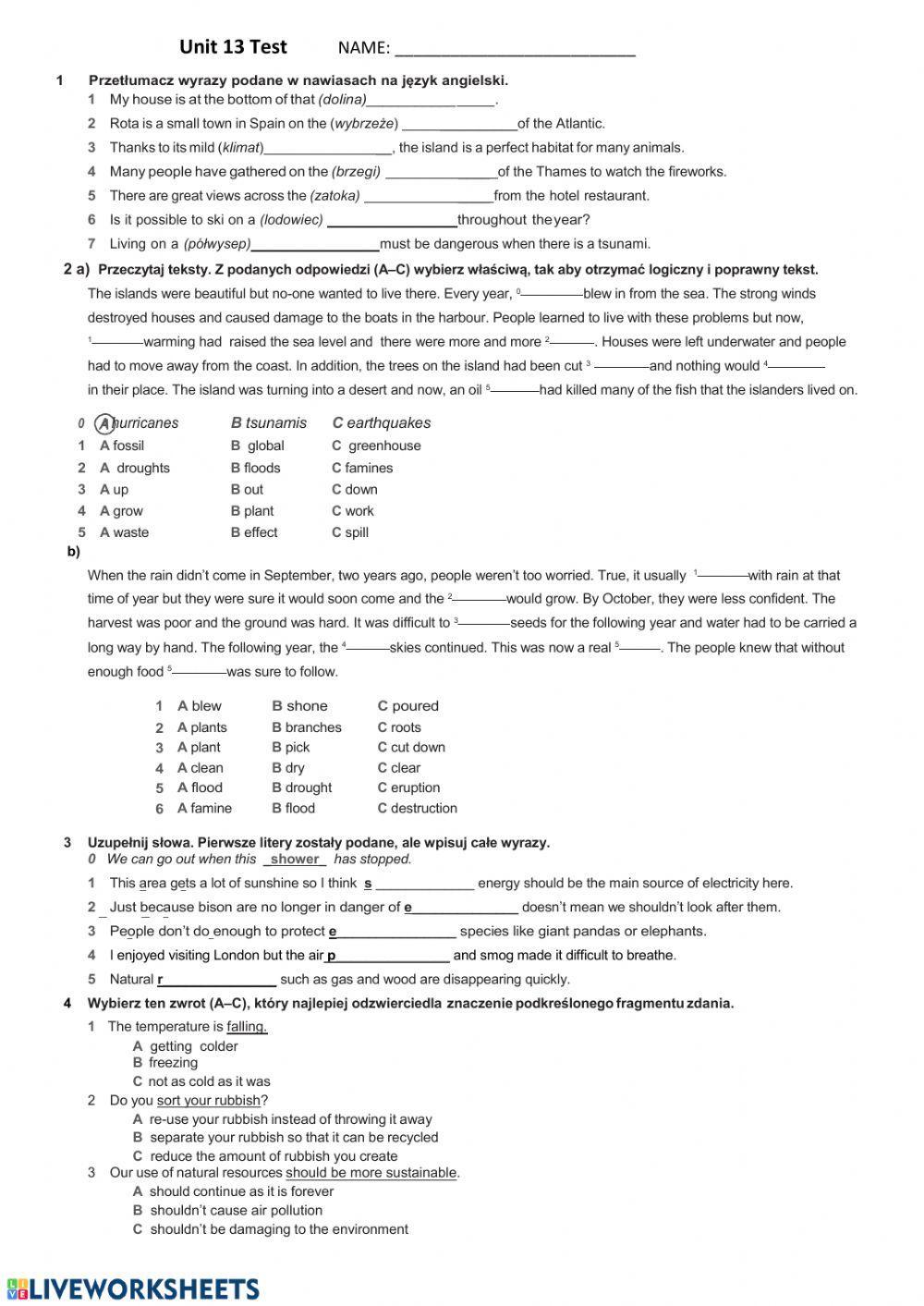 Unit 13 Świat przyrody