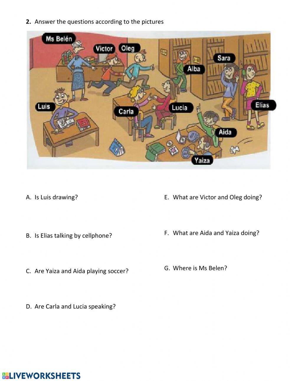 quiz present continuos third grade questions