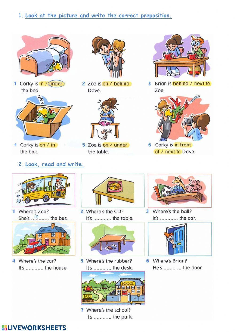 Prepositions of place