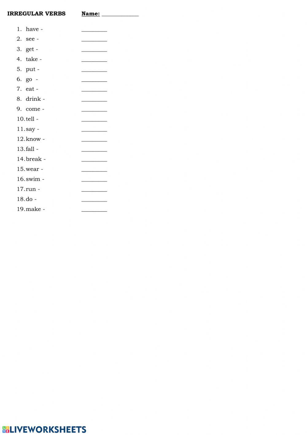 Irregular Verbs - 2 forms