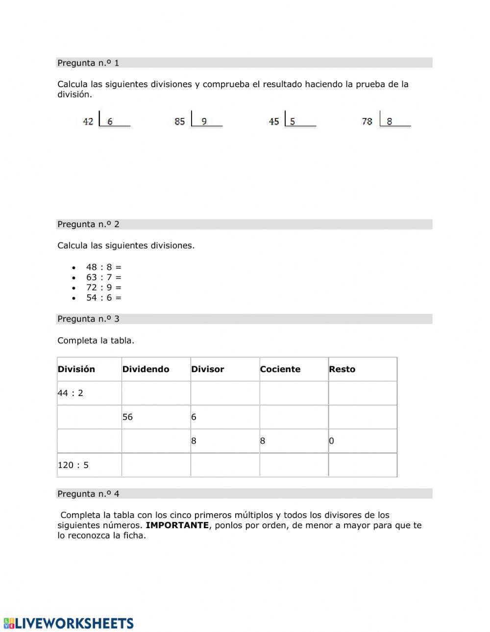 Múltiplos y divisores