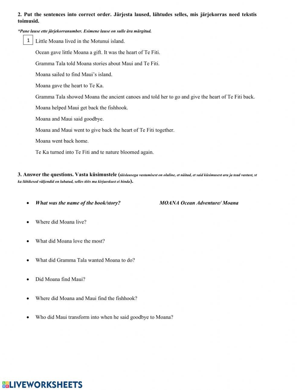 Reading test (Moana)