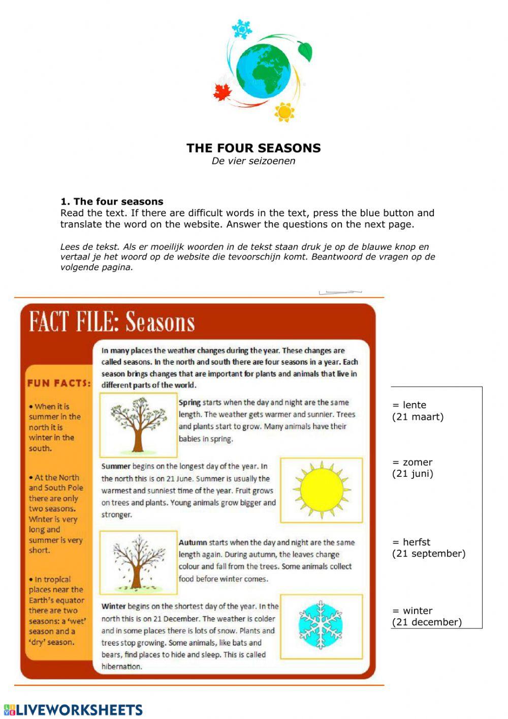 Reproduza a tradução ( versão ) do texto acima! FACT FILE: Seasons 