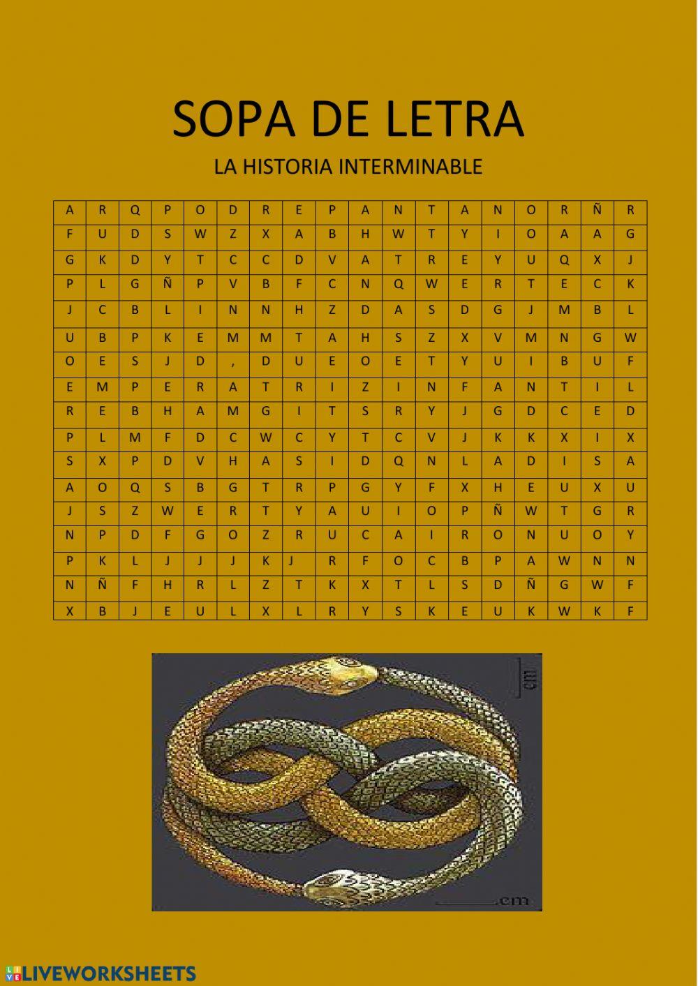 Historia interminable sopa de letras